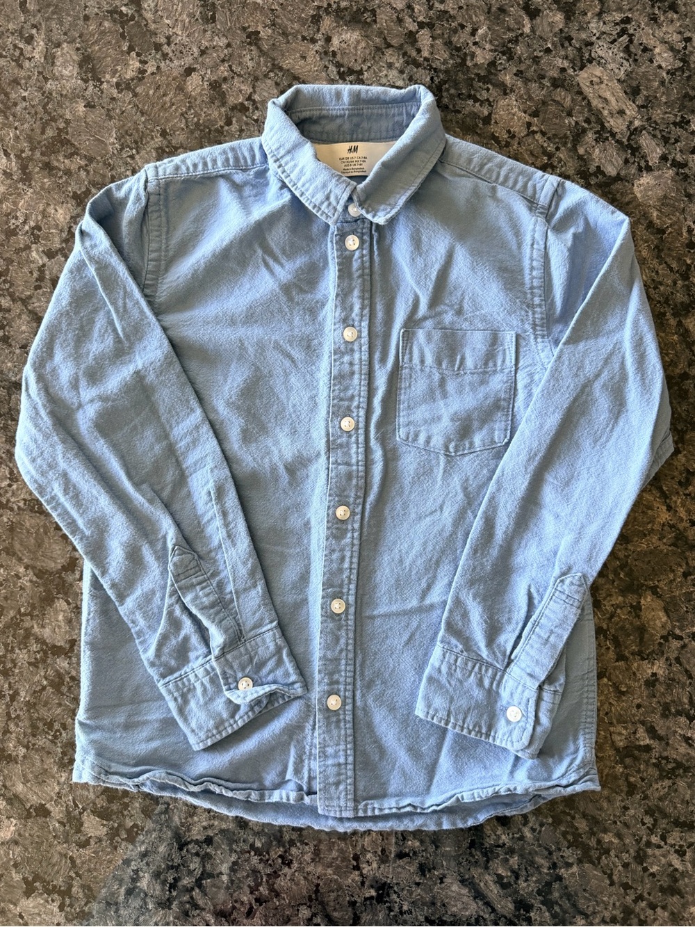 3/$15 H&M Light Blue Button-Up 100% Cotton Shirt Size 7Y Preppy Old Money Style